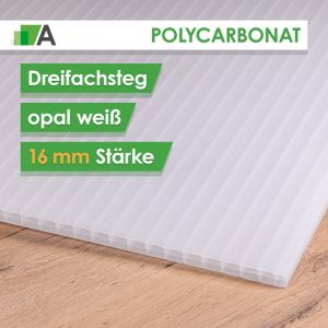 Polycarbonat Hohlkammerplatte 3-fach - opal - 16 mm stark 