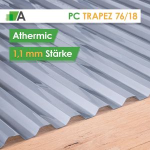 Polycarbonat Wellplatten Trapez 76/18 - Athermic - 1,1 mm stark - 1116 mm Breit