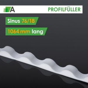 Profilfüller Sinus 76/18 weiß, 1064 mm lang 