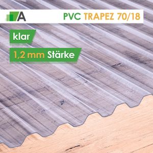 PVC Wellplatten Trapez 70/18 - klar - 1,2 mm stark - 1095 mm Breit