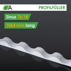 Profilfüller Sinus 76/18 weiß, 1064 mm lang 
